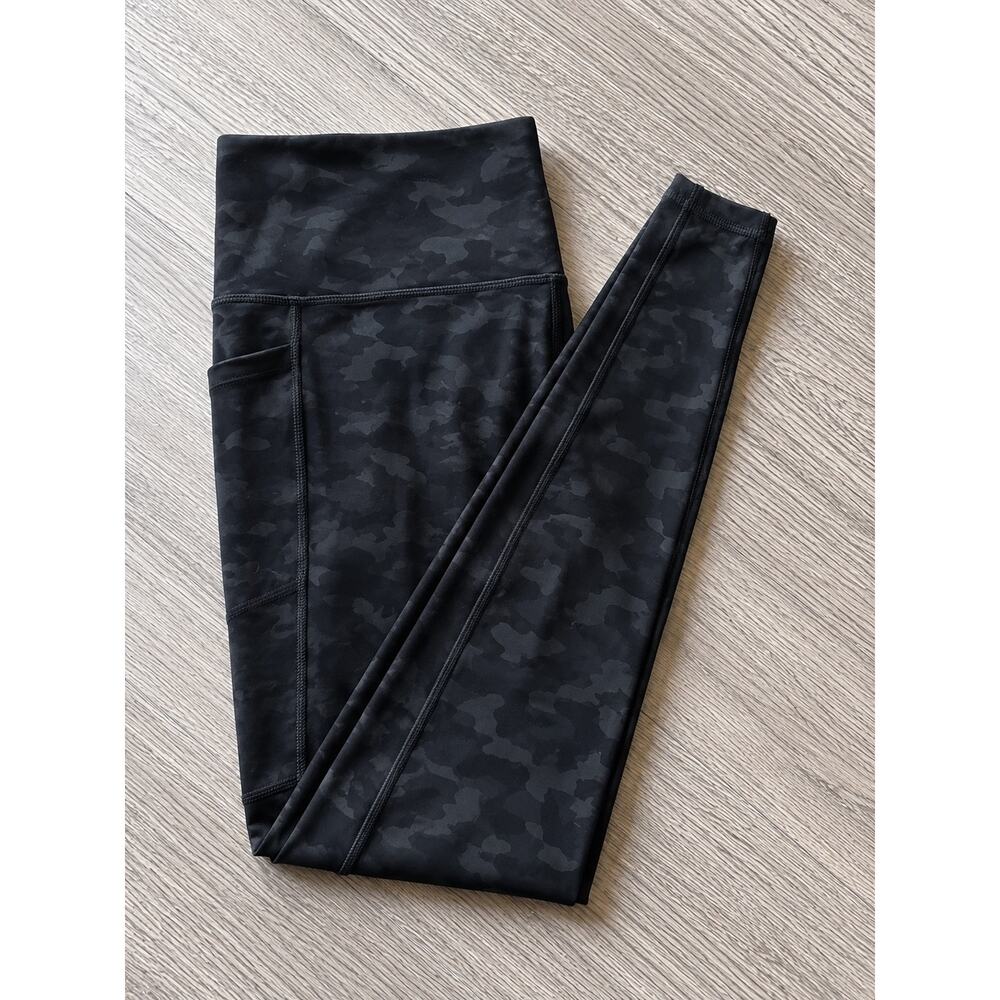 Danskin Black & Grey Cammo Exercise Leggings Women Sz L High Rise Athleisure Gym - Picture 3 of 3